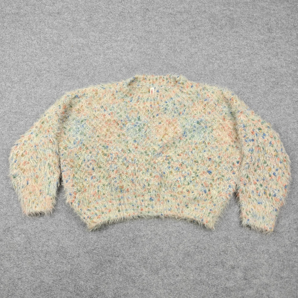 Raga Sweater Womens XS Multicolor Fuzzy Knit Crewneck Pullover Long Sleeve Cozy